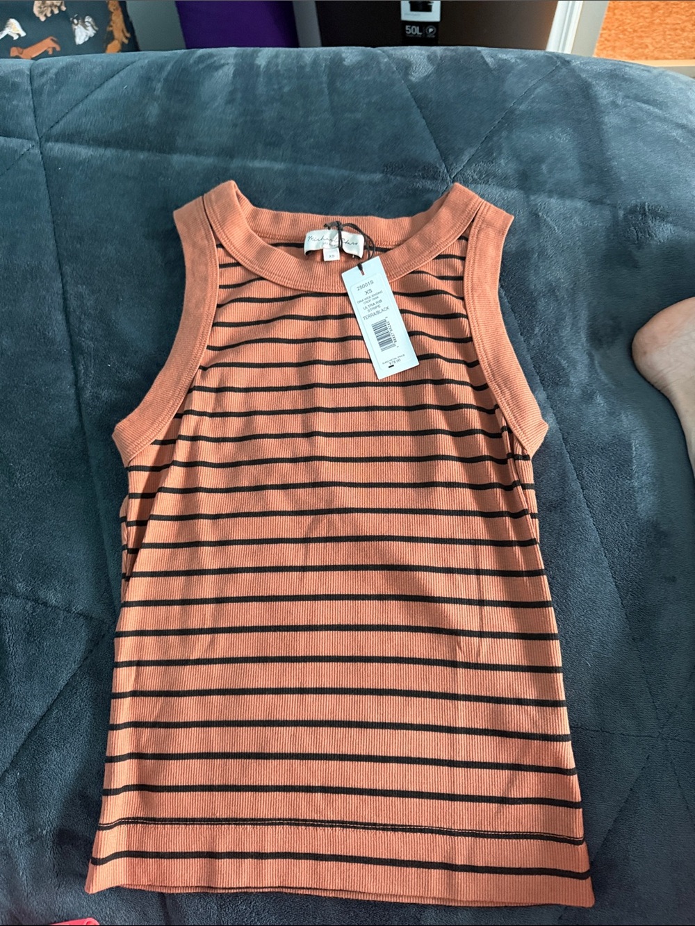 Michael stars gina new xs Striped Terra black tank top